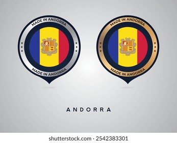Made in Andorra. labels, stickers, pointer, badge and symbol of Andorra flag icon. Collection vector illustration