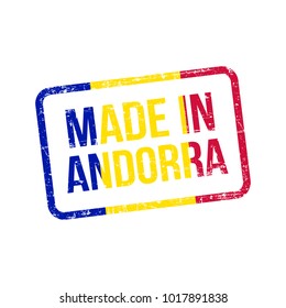 Made in Andorra. Vector Flag Illustration design stamp label