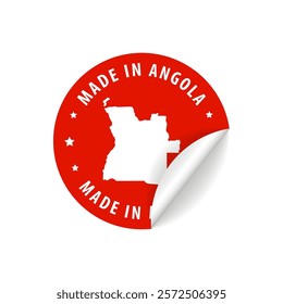 Made in Angola - Country Map Sticker. Best Quality. Original Product. Vector illustration.