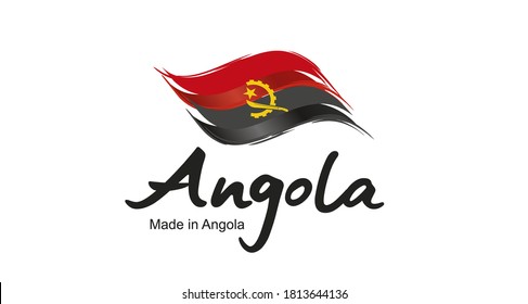 Made in Angola handwritten flag ribbon typography lettering logo label banner