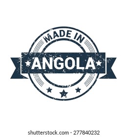 Made in Angola. Round red rubber stamp design isolated on white background. vector illustration vintage texture.