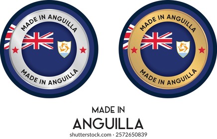 Made in Anguilla. Premium labels, stickers, pointer, badge and symbol of Anguilla flag icon. Collection vector illustration