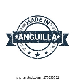 Made in Anguilla. Round blue grunge rubber stamp design isolated on white background. vector illustration vintage texture.