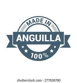 Made in Anguilla. Round blue rubber stamp design isolated on white background. vector illustration vintage texture.