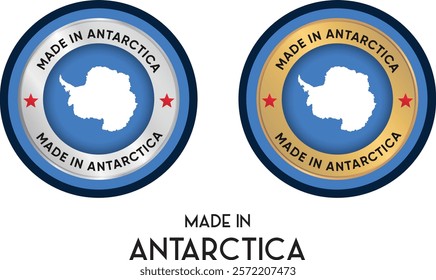 Made in Antarctica. Premium labels, stickers, pointer, badge and symbol of Antarctica flag icon. Collection vector illustration