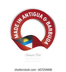 Made in Antigua and Barbuda flag red color label logo icon