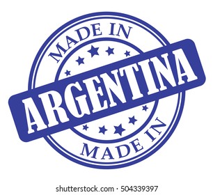 Made in Argentina blue round stamp