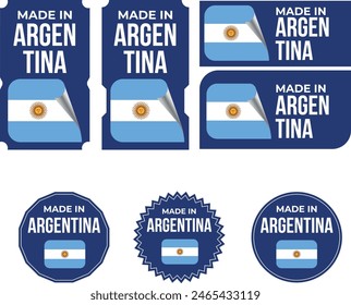 Made in Argentina. Argentina flag, Tag, Seal, Stamp, Flag, Icon vector