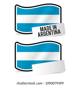 Made in Argentina Flag and white empty Paper. Esp10 Vector.