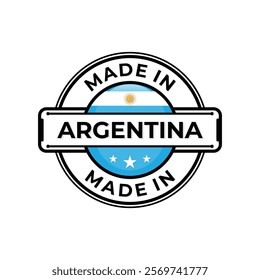 Made in Argentina label icon emblem isolated on white background. Vector quality logo emblem design element. Vector illustration