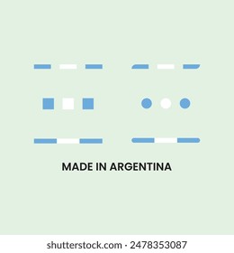 Logotipo o conjunto de etiquetas Made in Argentina.   Icono de la bandera argentina. Ilustración vectorial.