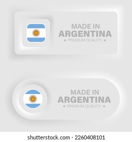 Made in Argentina neumorphic graphic and label. Element of impact for the use you want to make of it.