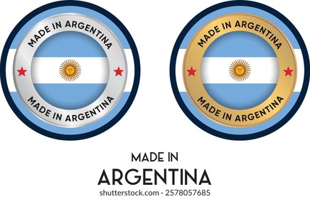 Made in Argentina. Premium labels, stickers, pointer, badge and symbol of Argentina flag icon. Collection vector illustration