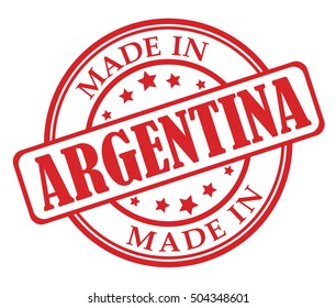 Made in Argentina red round stamp
