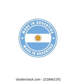 Made in argentina round label icon. stamp, sign, sticker, badge, symbol, emblem, logo print with argentinian flag. Vector illustration EPS 10.