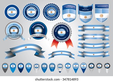 Made in Argentina Seal, Argentinian Flag (Vector Art)