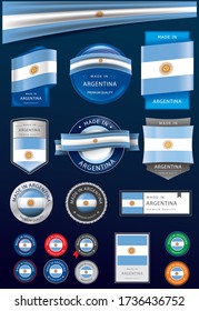 Made in Argentina Seal Collection, Argentinian Flag Ribbon and Background (vector Art)