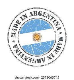 Made in Argentina stamp scratched flag badge logo vector illustration