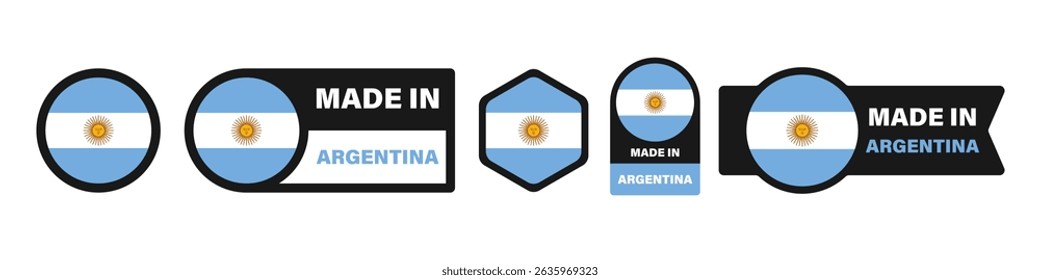 Made in argentina stickers icon set