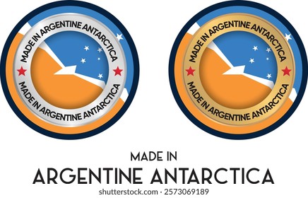 Made in Argentine Antarctica. Premium labels, stickers, pointer, badge and symbol of Argentine Antarctica flag icon. Collection vector illustration