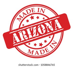 Made in Arizona red rubber stamp illustration vector on white background