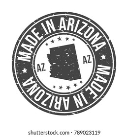 Made in Arizona USA Quality Original Stamp Design Vector Art Tourism Souvenir Round Seal Badge.