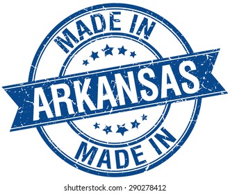 made in Arkansas blue round vintage stamp