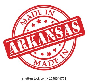 Made in Arkansas red rubber stamp illustration vector on white background