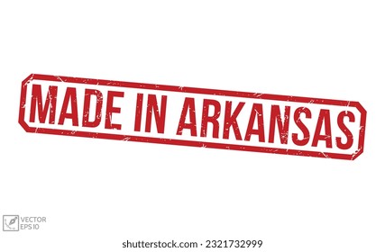 Made in Arkansas Red Rubber Stamp vector design.