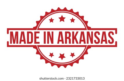 Made in Arkansas Red Rubber Stamp vector design.
