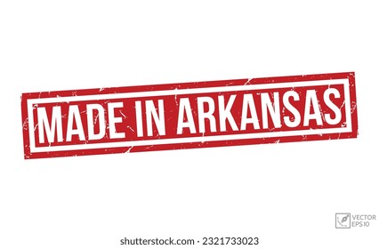 Made in Arkansas Red Rubber Stamp vector design.