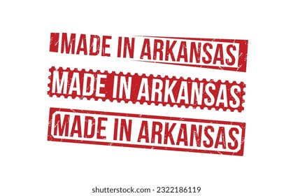 Made in Arkansas red rubber stamp on white background. Made in Arkansas Rubber Stamp set.