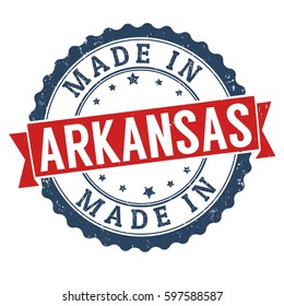 Made in Arkansas sign or stamp on white background, vector illustration