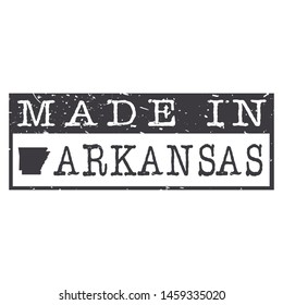 Made In Arkansas. Stamp Rectagle Map. Logo Icon Symbol. Design Certificated.