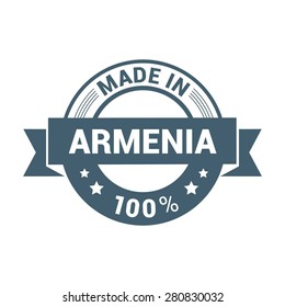 Made in Armenia 100% - Round blue rubber stamp design isolated on white background. vector illustration vintage texture. Vector illustration