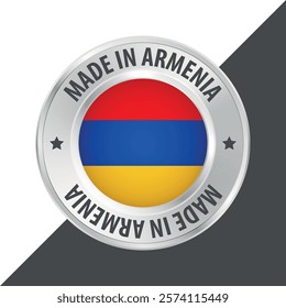 Made in Armenia badge logo flag sticker 3d vector illustration isolated on white