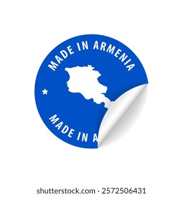 Made in Armenia - Country Map Sticker. Best Quality. Original Product. Vector illustration.