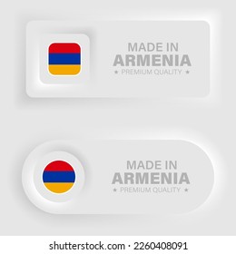 Hergestellt in Armenien Luftbild und Etikett. Element der Wirkung für die Verwendung, die Sie daraus machen wollen.