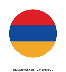 made in Armenia, round with armenian national flag colors, circle vector icon