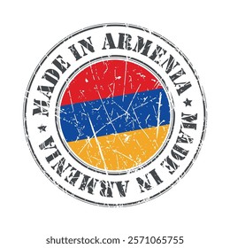 Made in Armenia stamp scratched flag badge logo vector illustration