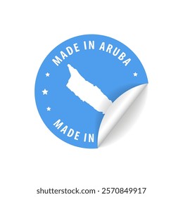 Made in Aruba - Country Map Sticker. Best Quality. Original Product. Vector illustration.