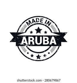 Made in Aruba - Round black grunge rubber stamp design isolated on white background. vector illustration vintage texture. Vector illustration
