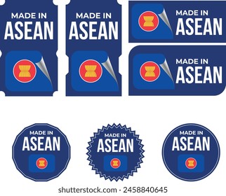 Made in ASEAN. ASEAN flag, Tag, Seal, Stamp, Flag, Icon vector