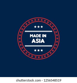 made in asia emblem, label, badge,seal. vintage stamp.package label. vector illustration