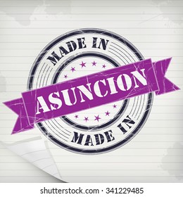 Made in Asuncion vector rubber stamp on grunge paper