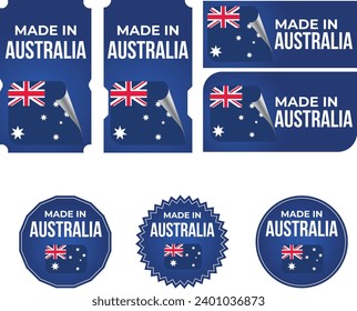 Made in Australia. Australian flag,  Tag, Seal, Stamp, Flag, Icon vector