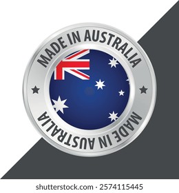 Made in Australia badge logo flag sticker 3d vector illustration isolated on white