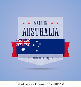 Made in Australia badge. Vector illustration with Australia flag in flat style.