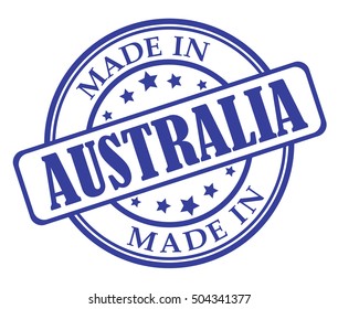 Made in Australia blue round stamp