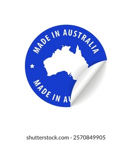 Made in Australia - Country Map Sticker. Best Quality. Original Product. Vector illustration.